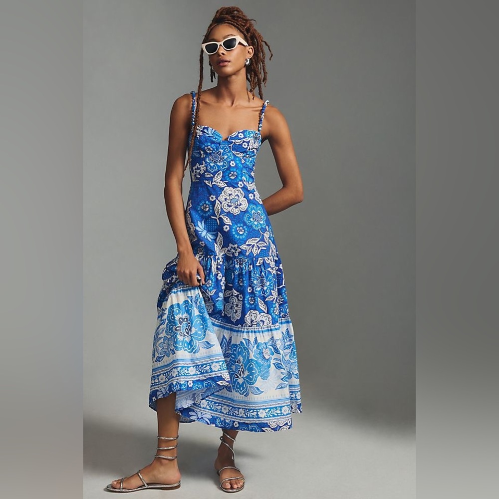Anthropologie FARM Rio Full of Flowers Midi Sundress Sz M NWT